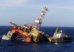 Petrochem oil rig sinks in the north sea